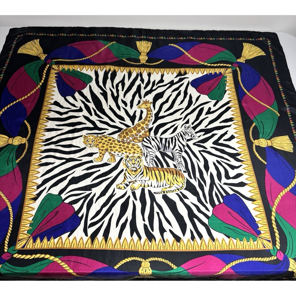 Diane Von Furstenberg Silk Scarf Zebra Leopard Print 100% Silk‎ Color Authority